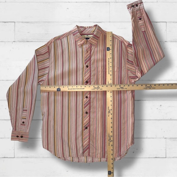 Tommy Bahama 100% Silk Striped Long Sleeve Shirt Men’s Medium Multicolor Luxe - Picture 6 of 14
